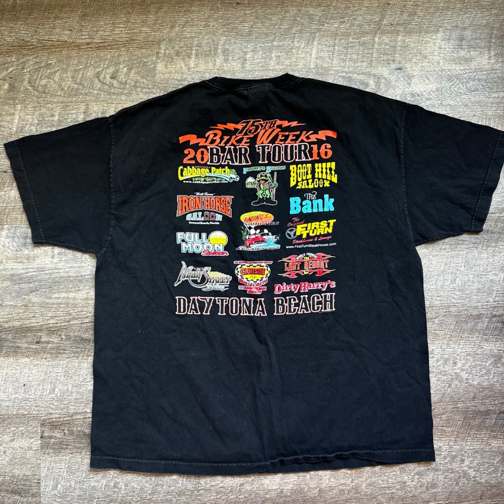 75th Bike Week 20 Bar Tour 16 T-Shirt Hot Leathers 2XL Regular Black Graphic Tee